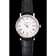 Patek Philippe Calatrava White Dial Roman Numerals Double Ribbed Bezel Stainless Steel Case Black Leather Strap