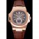 Patek Philippe Nautilus Gray Dial Rose Gold Case Brown Leather Strap