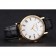 Patek Philippe Calatrava White Dial Roman Numerals Ribbed Bezel Gold Case Black Leather Strap