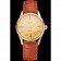 Swiss Rolex Cellini Gold Dial Roman Numerals Gold Case Light Brown Leather Strap