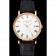 Patek Philippe Calatrava White Dial Roman Numerals Ribbed Bezel Gold Case Black Leather Strap