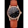 Swiss Rolex Cellini Black Dial Roman Numerals Rose Gold Case Light Brown Leather Strap