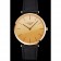 Swiss Longines Grande Classique Gold Dial Gold Case Black Leather Strap