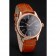 Swiss Rolex Cellini Black Dial Roman Numerals Rose Gold Case Light Brown Leather Strap