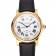 Swiss Cartier Rotonde Annual Calendar White Dial Gold Case Black Leather Strap