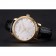 Patek Philippe Calatrava White Embossed Dial Gold Case Black Leather Strap