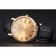 Patek Philippe Calatrava Gold Dial Roman Numerals Ribbed Bezel Gold Case Black Leather Strap