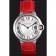 Cartier Ballon Bleu Silver Bezel with White Dial Red Leather Band 621551