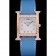 Hermes Heure H Rose Gold Diamond Encrusted Bezel Blue Leather Strap White Dial 80238