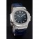 Patek Philippe Nautilus Blue Dial Brushed Stainless Steel Case Blue Leather Strap
