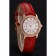 Omega De Ville Prestige Small Seconds White Dial Diamond Bezel Rose Gold Case Red Leather Strap