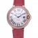 Swiss Cartier Ballon Bleu de Cartier White Dial Diamonds Case Pink Leather Bracelet 622553