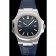 Patek Philippe Nautilus Blue Dial Brushed Stainless Steel Case Blue Leather Strap