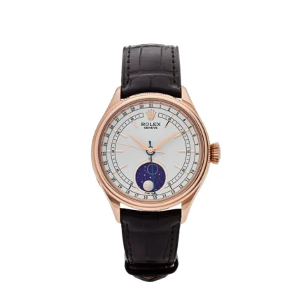 Rolex Cellini Replica 50535 Rose Gold White Dial Moon Phase