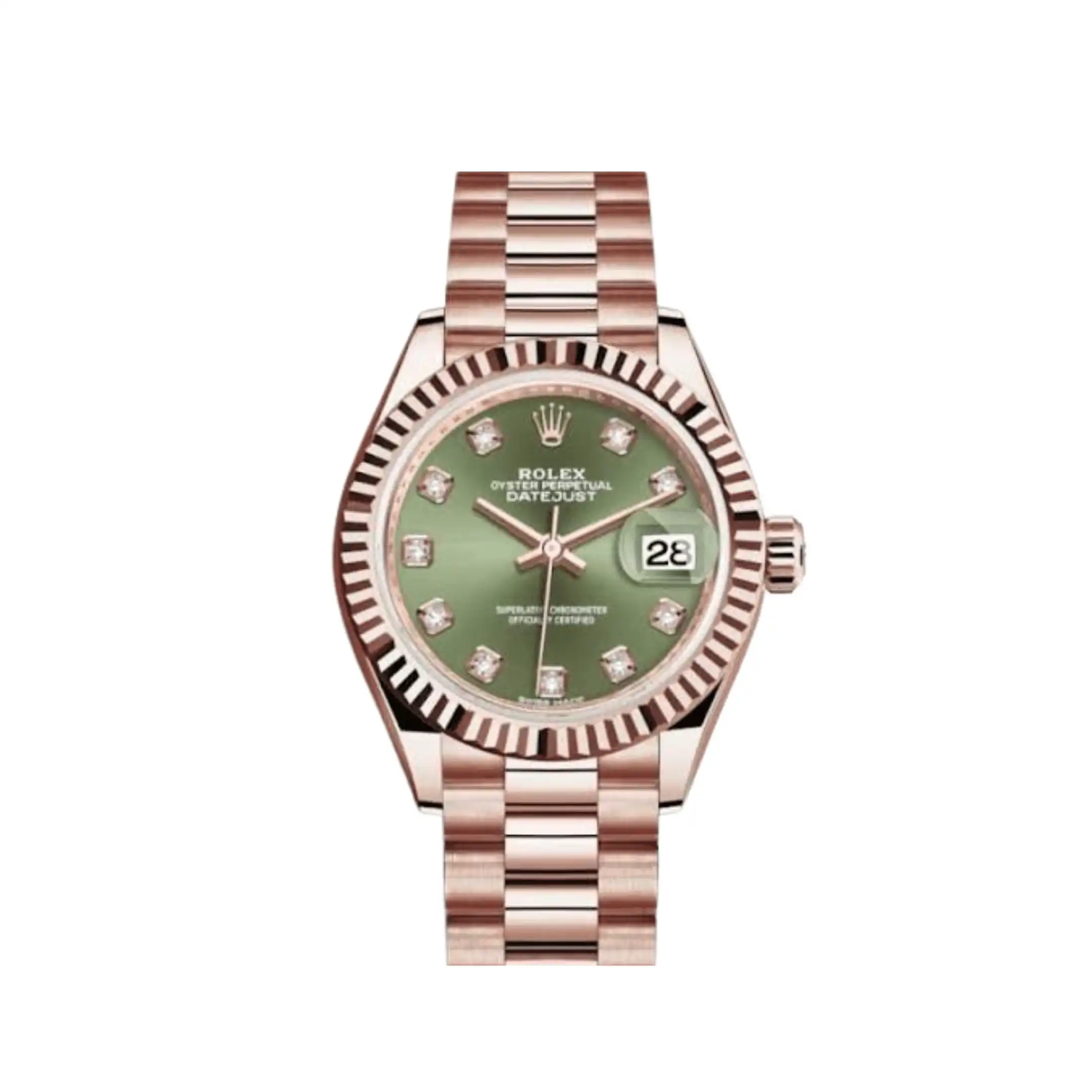 tlsifv2mnhk.webp Rolex Datejust Replica 279175 'Ladies' Rose Gold Olive Diamond Dial - Image 1