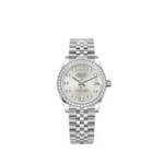 Rolex Datejust Replica 278384RBR Ladies White Gold Stainless Steel Silver Di