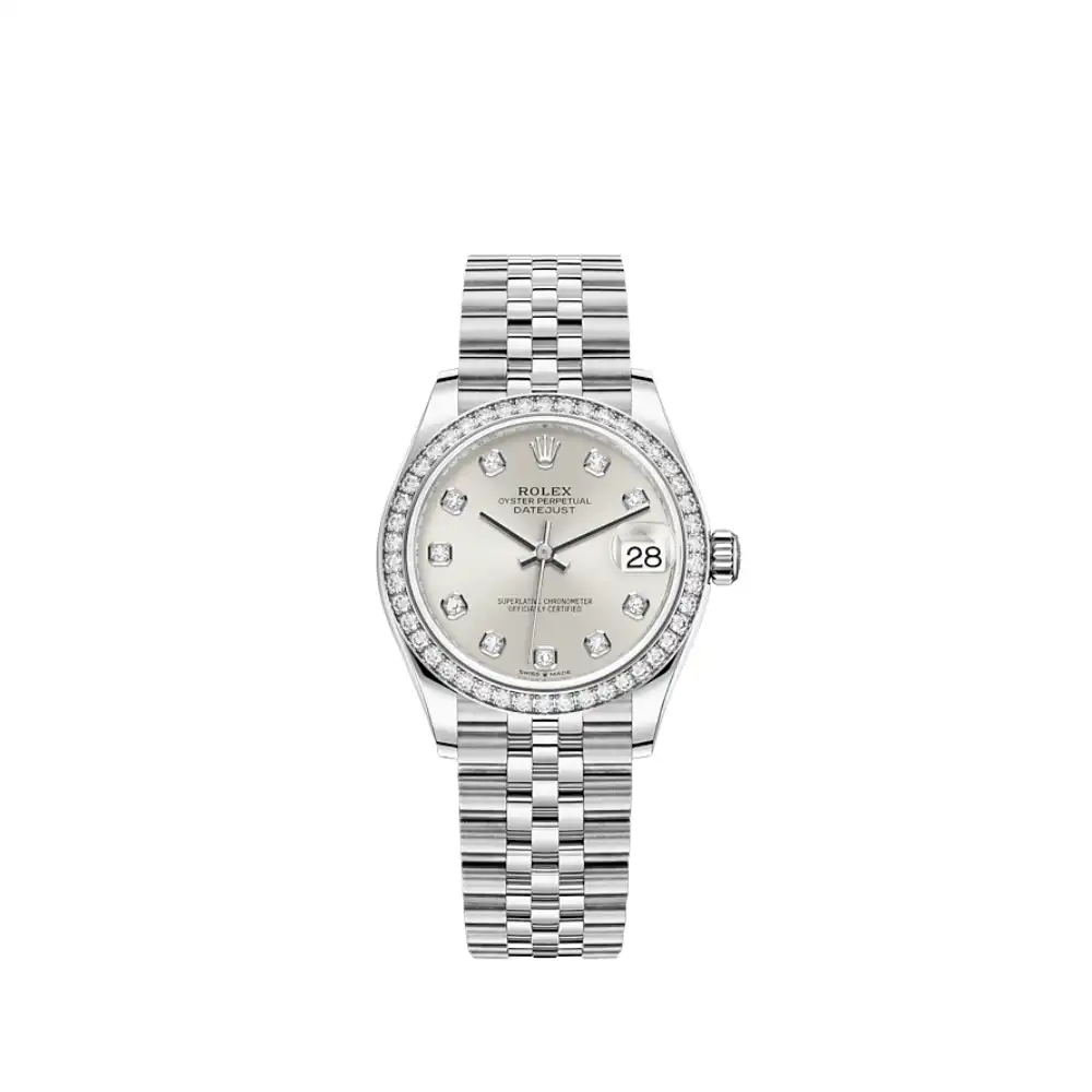 1klq22recue.webp Rolex Datejust Replica 278384RBR Ladies White Gold Stainless Steel Silver Di - Image 1