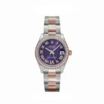 Rolex Datejust Replica 278381RBR 'Ladies' Stainless Steel Rose Gold Aubergine Purple Dial Diamond Bezel Oyster