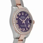 Rolex Datejust Replica 278381RBR 'Ladies' Stainless Steel Rose Gold Aubergine Purple Dial Diamond Bezel Oyster - Image 4