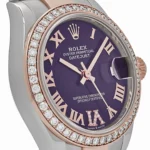 Rolex Datejust Replica 278381RBR 'Ladies' Stainless Steel Rose Gold Aubergine Purple Dial Diamond Bezel Oyster - Image 5