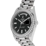 Replica Rolex Day-Date 228349RBR White Gold Diamond Bezel Black Dial - Image 3