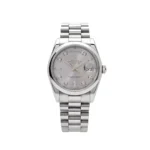 Replica Rolex Day-Date 鈦?18206 Platinum Silver Diamond Dial