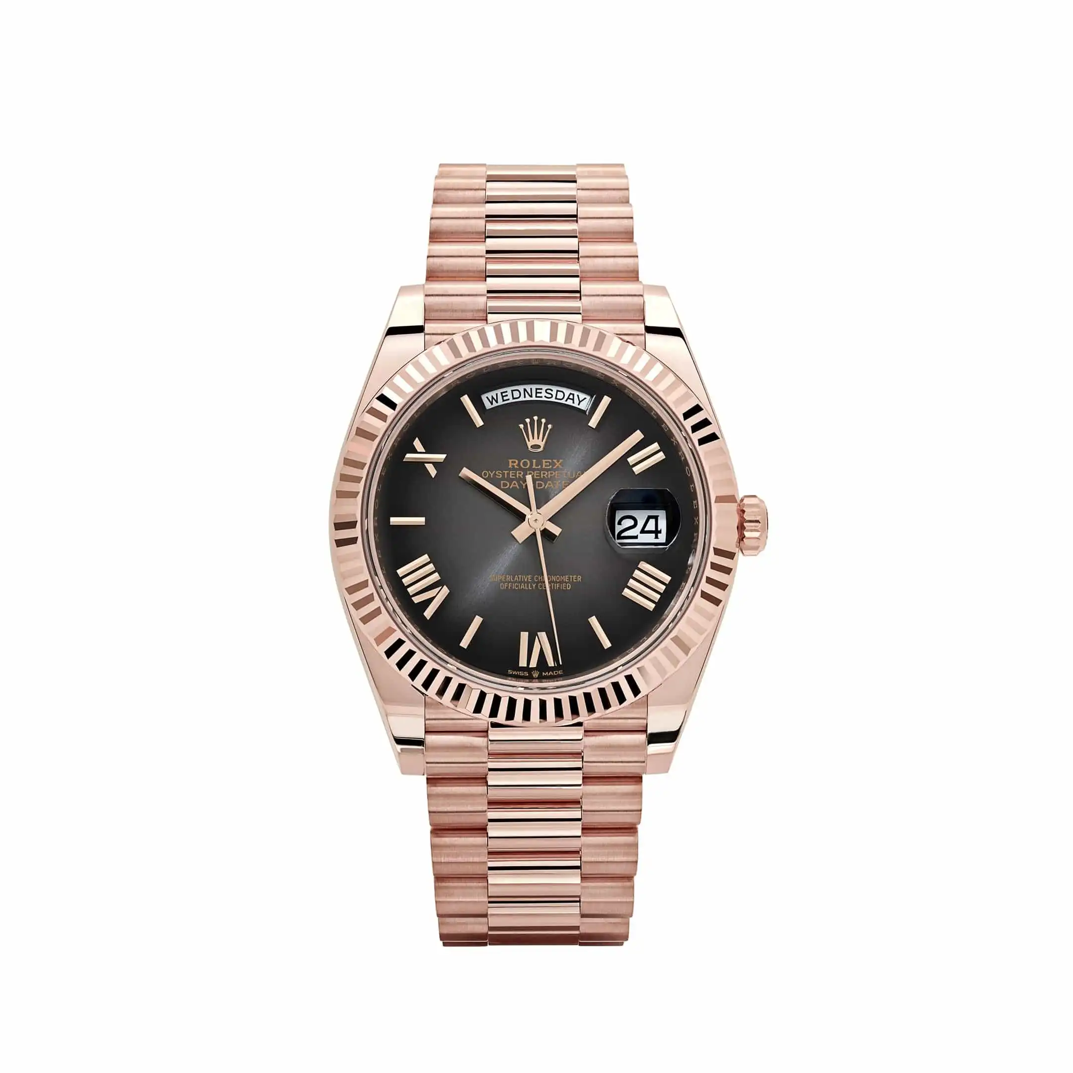 jth1hppnwoi.webp Replica Rolex Day-Date Reference 228235 Rose Gold Slate Ombre Dial - Image 1