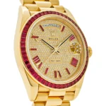 Replica Rolex Day-Date 228398TRU Yellow Gold Roman Dial Ruby Bezel - Image 4