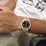 Replica Rolex Day-Date 228398TBR Yellow Gold Onyx Baguette Diamond Dial Baguette Bezel - Image 2