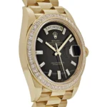 Replica Rolex Day-Date 228398TBR Yellow Gold Onyx Baguette Diamond Dial Baguette Bezel - Image 4