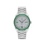 Replica Rolex Day-Date 228396TEM Platinum Diamond Dial Emerald Bezel