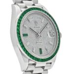 Replica Rolex Day-Date 228396TEM Platinum Diamond Dial Emerald Bezel - Image 3