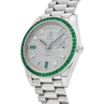 Replica Rolex Day-Date 228396TEM Platinum Diamond Dial Emerald Bezel - Image 4