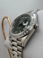 Replica Rolex Day-Date 228396TBR Platinum Olive Green Dial Diamond Bezel - Image 3