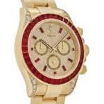 Rolex Daytona Replica 126598TRU Yellow Gold Ruby Bezel Diamond Pave Dial - Image 3