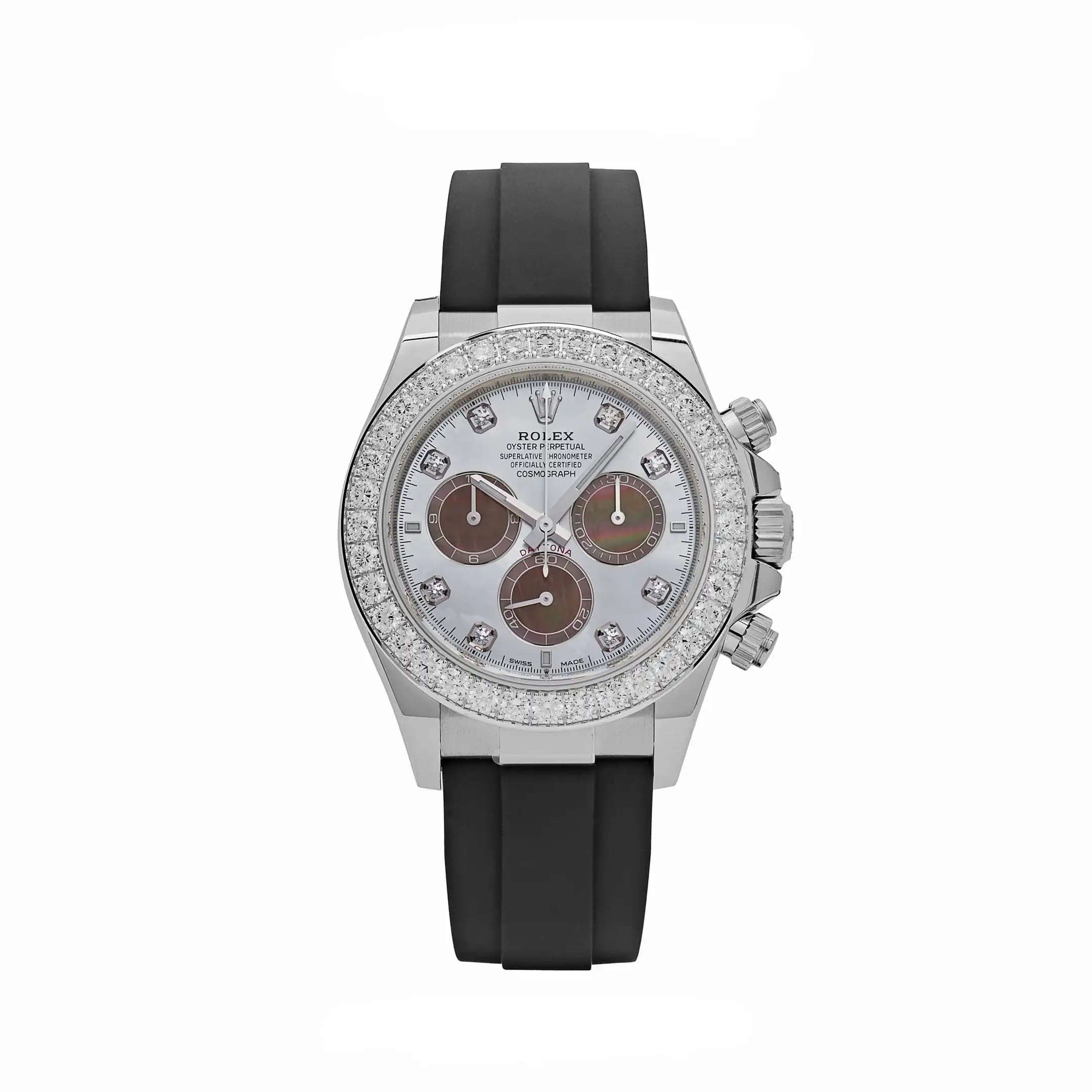 kpsfs2irhh0.webp Rolex Daytona Replica 126589RBR White Gold Diamond Mother of Pearl Dial Diamond Bezel - Image 1
