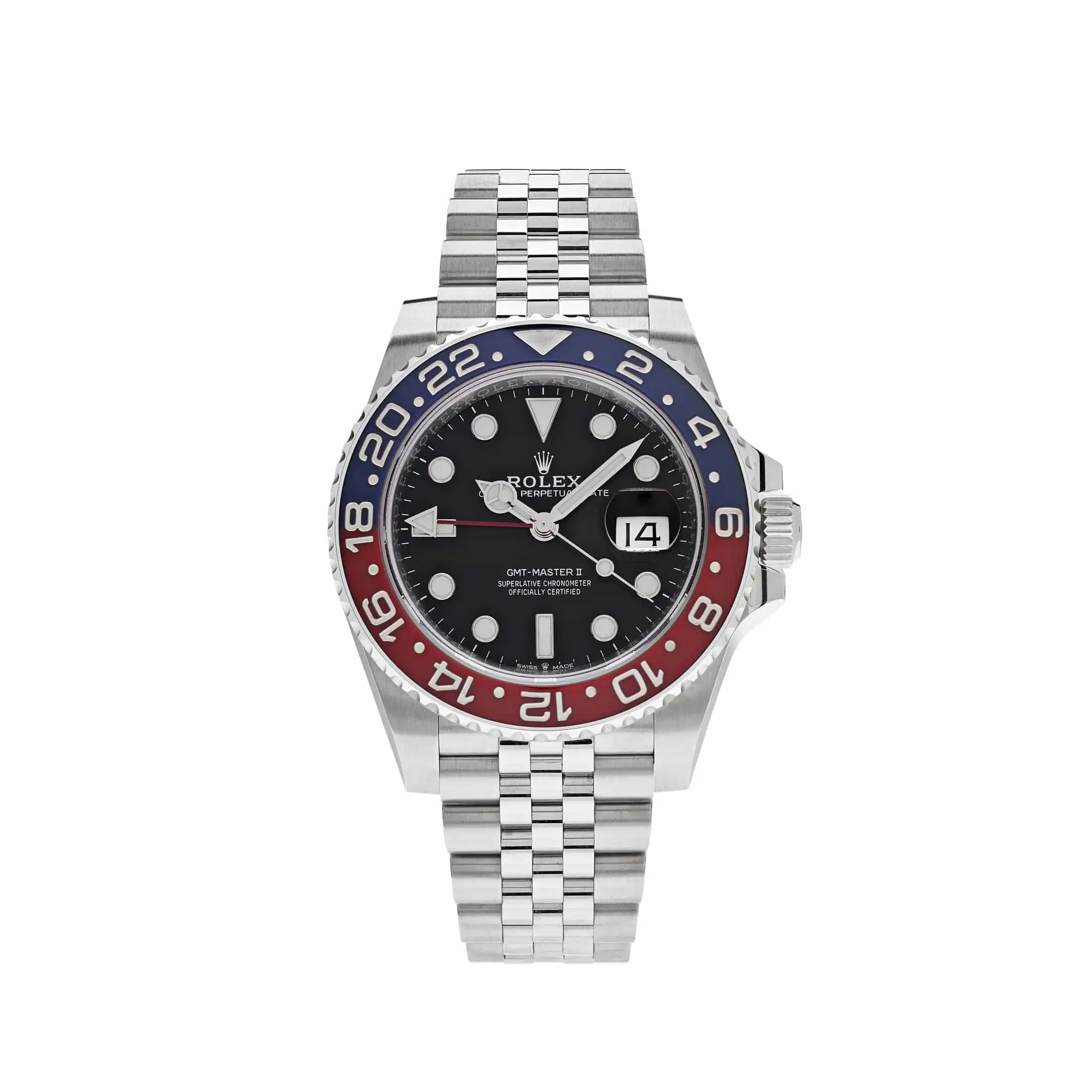 xpbhuep2se2.webp Rolex GMT-Master II Replica 126710BLRO 'Pepsi' Stainless Steel Black Dial Jubilee - Image 1