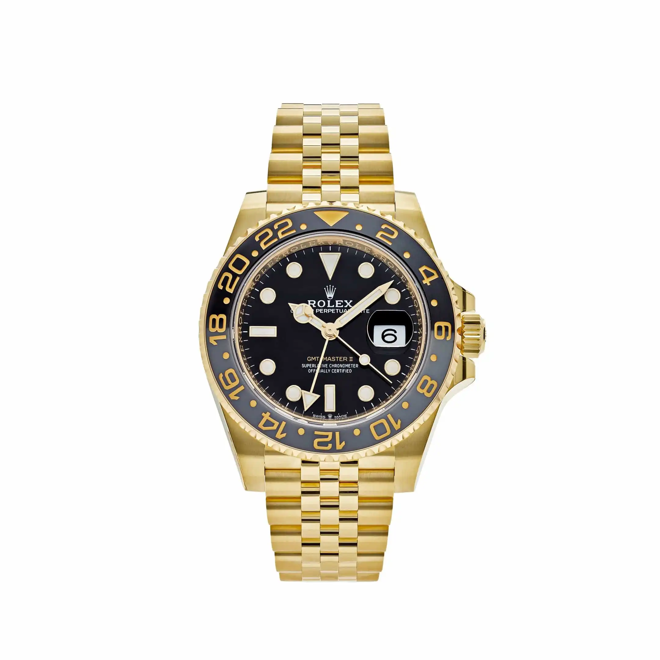 ehoe0zheuvd.webp Rolex GMT-Master II Replica 126718GRNR Yellow Gold Black Dial Jubilee - Image 1