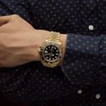 Rolex GMT-Master II Replica 126718GRNR Yellow Gold Black Dial Jubilee - Image 2