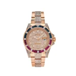 Rolex GMT-Master II Replica 126755SARU Rose Gold Sapphire and Ruby Diamond Pave