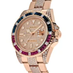 Rolex GMT-Master II Replica 126755SARU Rose Gold Sapphire and Ruby Diamond Pave - Image 2