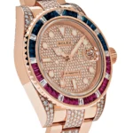Rolex GMT-Master II Replica 126755SARU Rose Gold Sapphire and Ruby Diamond Pave - Image 3