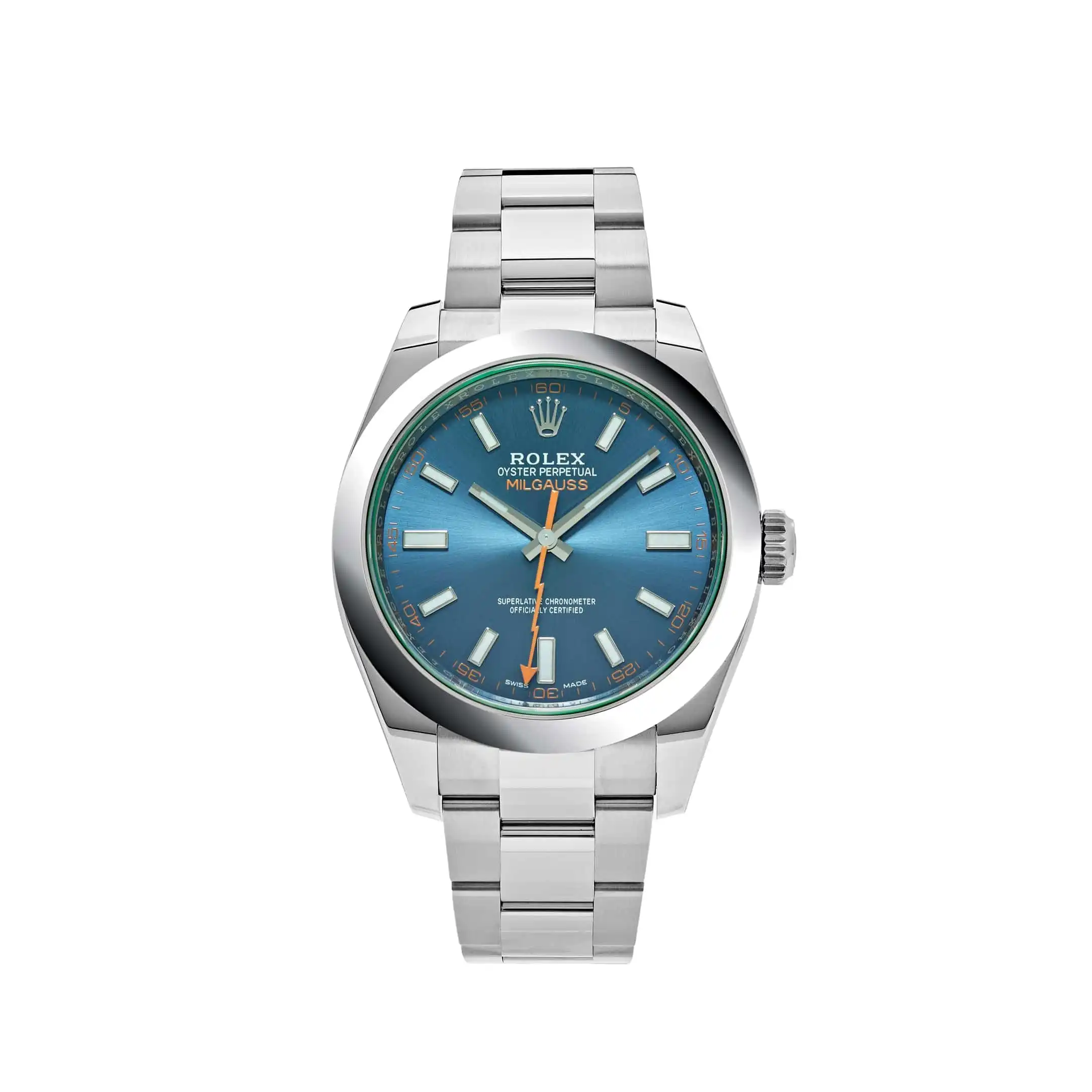 kcblcyneoih.webp Replica Rolex Milgauss 116400GV Stainless Steel Blue Dial - Image 1