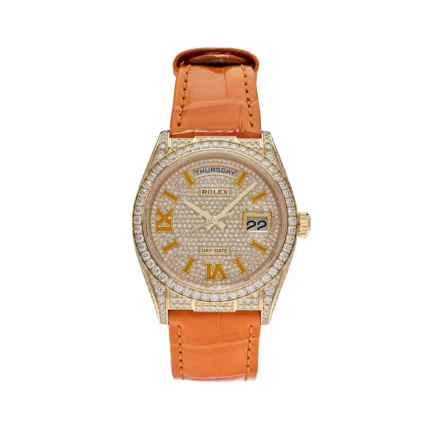 Rolex Oyster Perpetual Replica Day Date 128158RBR Yellow Gold Diamond Set
