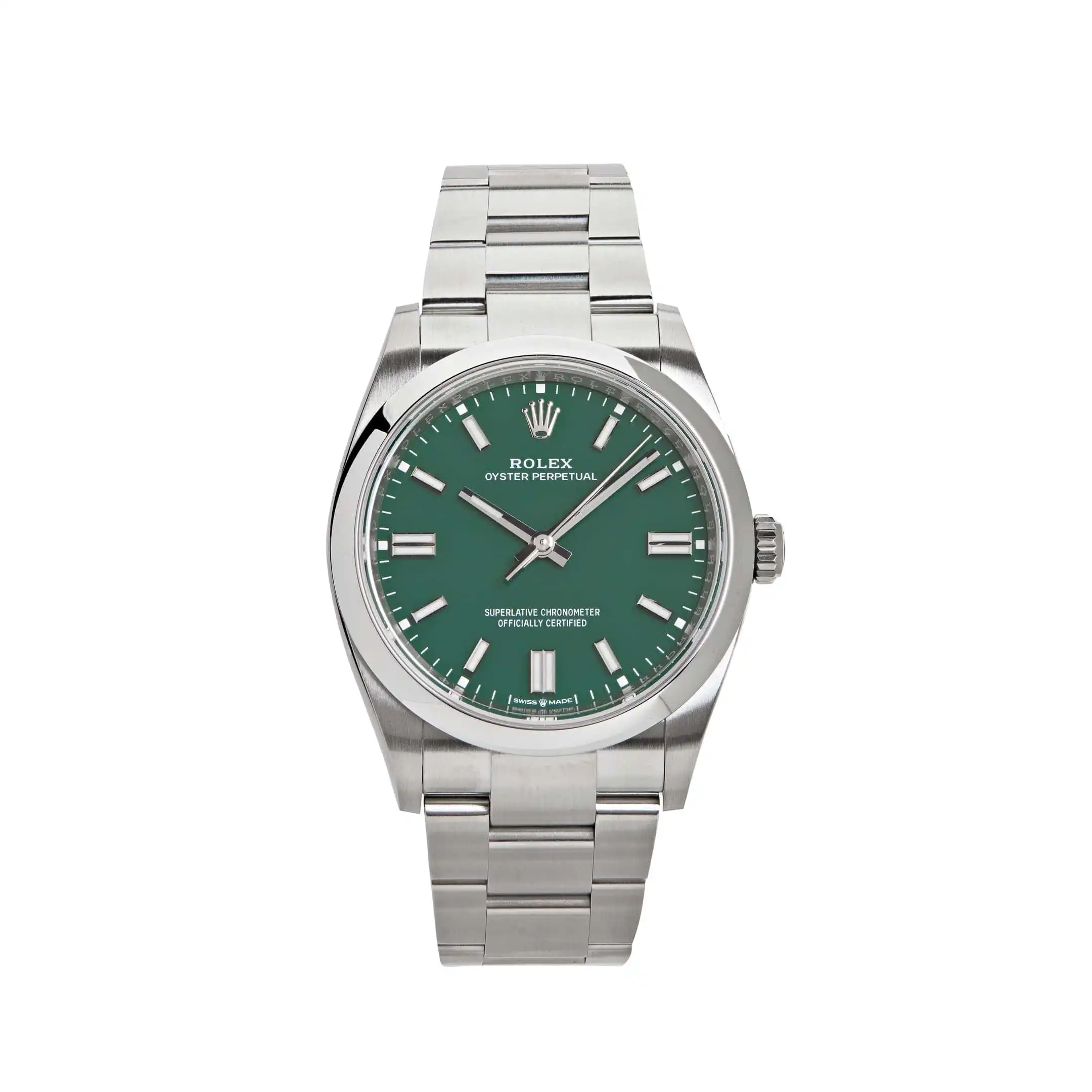 cvl0yxs0ok5.webp Rolex Oyster Perpetual Replica 126000 Stainless Steel Green Dial - Image 1
