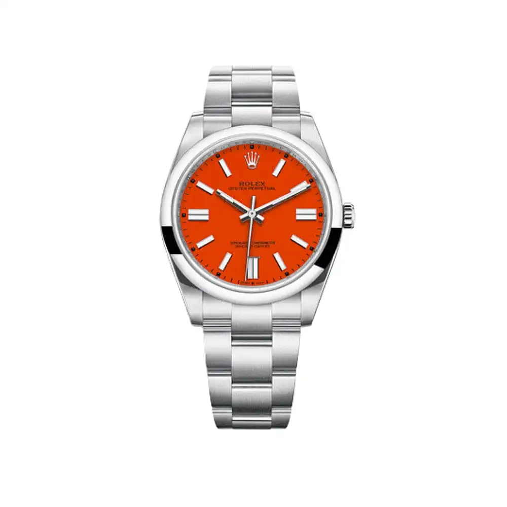 3qvw4uoblod.webp Rolex Oyster Perpetual Replica 126000 Stainless Steel Coral Red Dial - Image 1