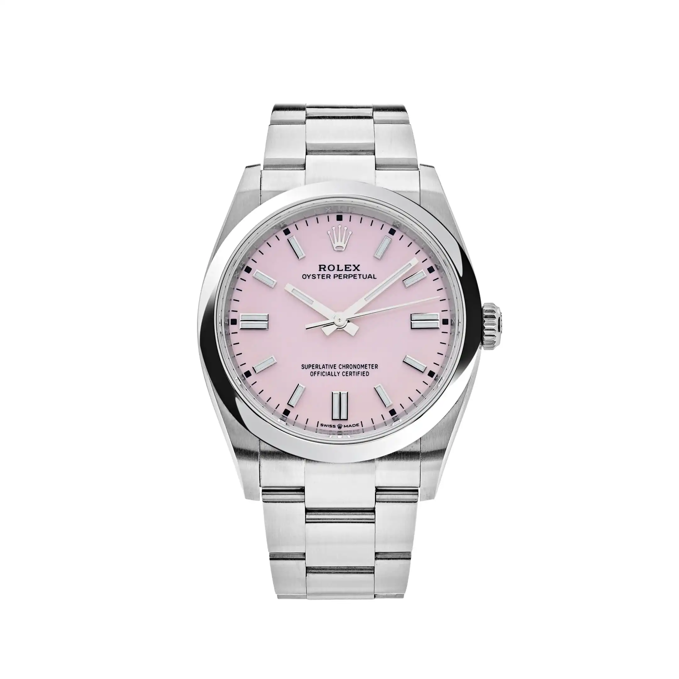 24edllac4bc.webp Rolex Oyster Perpetual Replica 126000 Stainless Steel Candy Pink Dial - Image 1