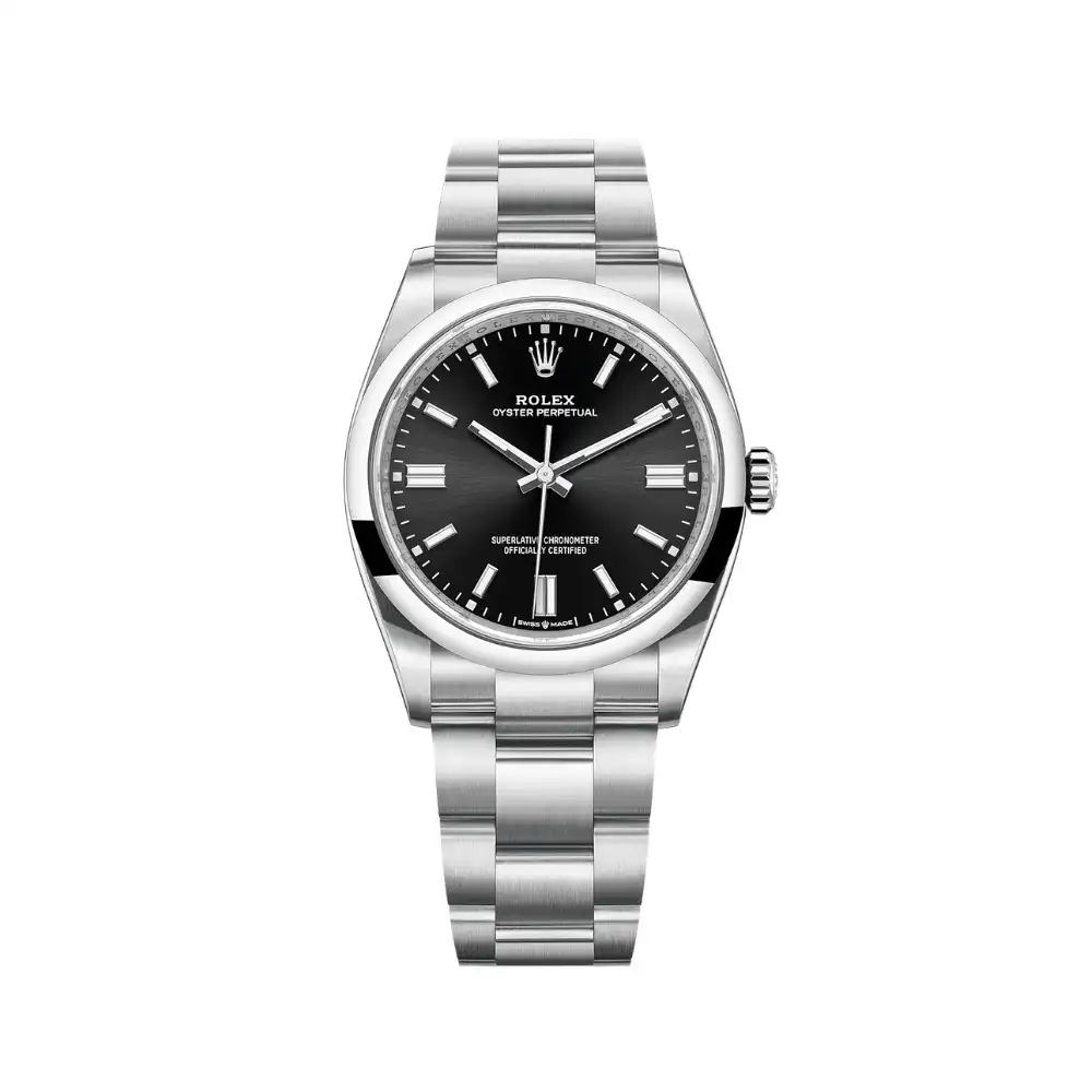 d3lyr1kiyew.webp Rolex Oyster Perpetual Replica 126000 Stainless Steel Black Dial - Image 1