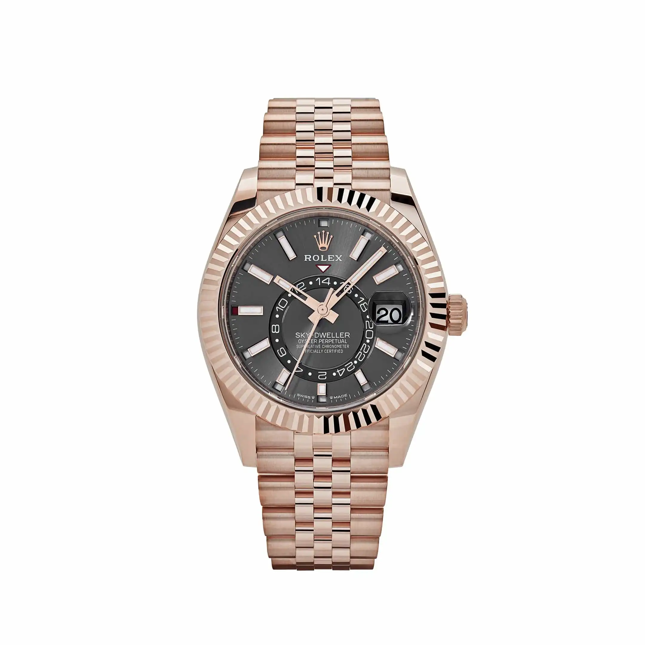 ivrbvq0mtxc.webp Replica Rolex Sky-Dweller 336935 Everose Gold Slate Dial Jubilee - Image 1