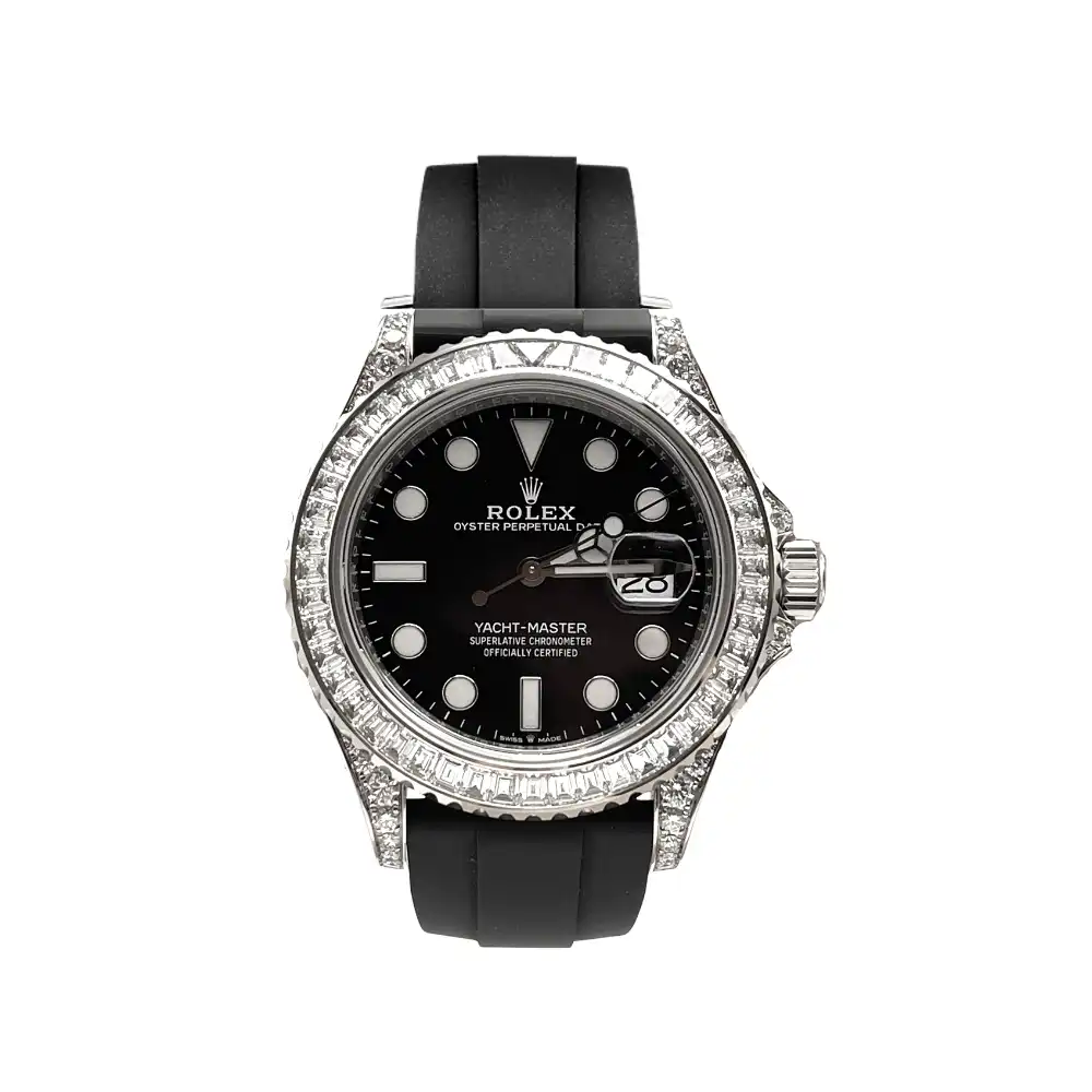 ddag4vsy1hq.webp Rolex Yacht-Master Replica 226679TBR White Gold Black Dial Diamond Bezel - Image 1